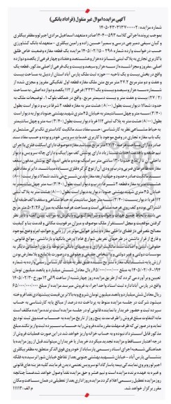 مزایده یک قطعه مغازه با کاربری تجاری به پلاک ثبتی شانزده هزار و هشتصد و هفتاد و چهار فرعی از یکصد و دوازده اصلی