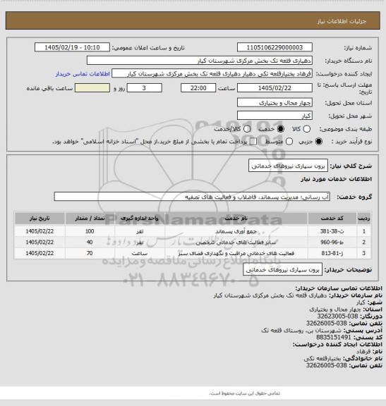 استعلام برون سپاری نیروهای خدماتی