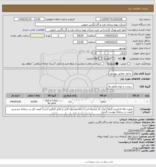 استعلام متانول مطابق پیوست