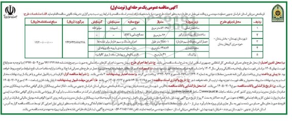 مناقصه احداث طرح با متراژ 520.65 مترمربع