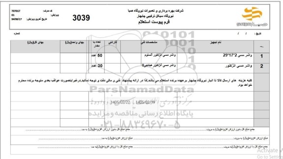 استعلام واشر مسی 2*17*29..