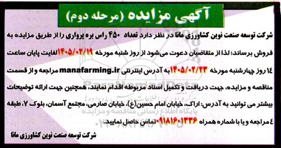 مزایده تعداد 450 راس بره پرواری- مرحله دوم