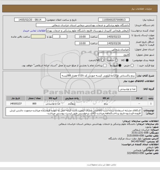 استعلام برنج پاکستانی غزال ده کیلویی کیسه صورتی  کد  1121    مقدار 80کیسه