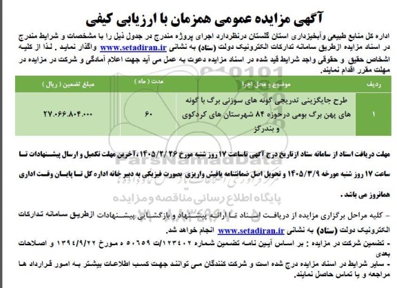 مزایده طرح جایگزینی تدریجی گونه های سوزنی برگ ...