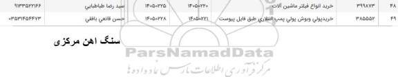 استعلام خرید انواع فیلتر ماشین آلات ....