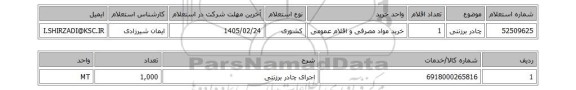 استعلام چادر برزنتی