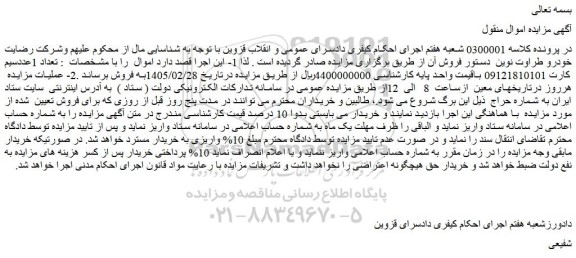 مزایده تعداد 1عددسیم کارت