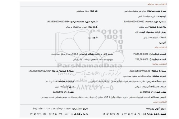مزایده، غیر منقول مشاعی