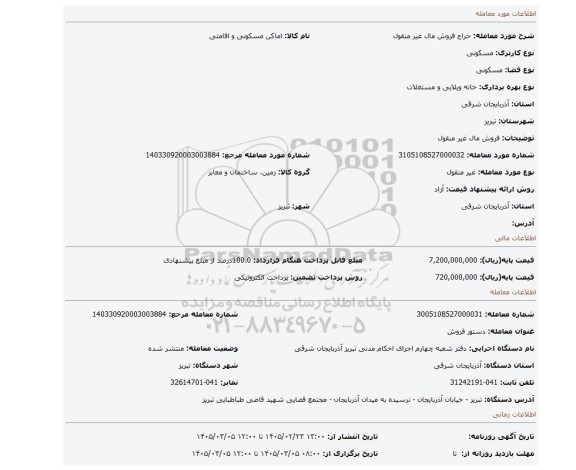 مزایده، فروش مال غیر منقول