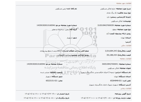 مزایده، اماکن مسکونی