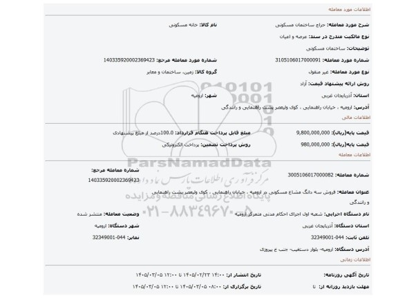 مزایده، ساختمان مسکونی