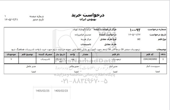 استعلام ترموستات