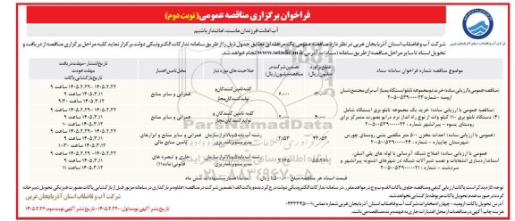 مناقصه خرید دو مجموعه تابلو ایستگاه پمپاژ... نوبت دوم 