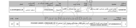 استعلام لوازم ایمنی وآتش نشانی- لوازم پزشکی وبیمارستانی