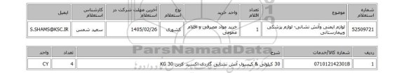 استعلام لوازم ایمنی وآتش نشانی- لوازم پزشکی وبیمارستانی