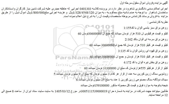 مزایده روغن براق سبز یشمی الوان با کد155 و...