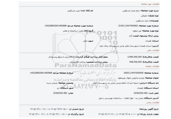 مزایده، منزل مسکونی