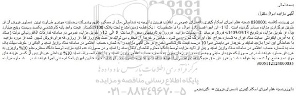 مزایده یک قطعه زمین مشاع تحت پلاک 5100تاکستان  
