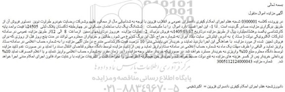 مزایده ششدانگ یک باب ساختمان مسکونی در چهارطبقه تاکستان پلاک ثبتی  24505