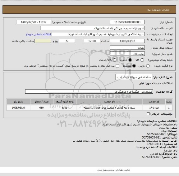 استعلام ساماندهی حیوانات بلاصاحب