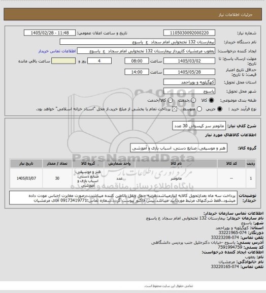 استعلام  مانومتر  سر کپسولی  30 عدد