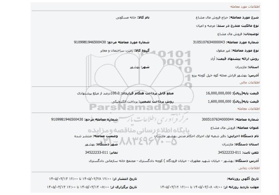 مزایده، فروش مال مشاع