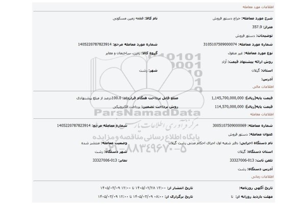 مزایده، دستور فروش