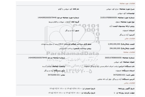 مزایده، کود حیوانی