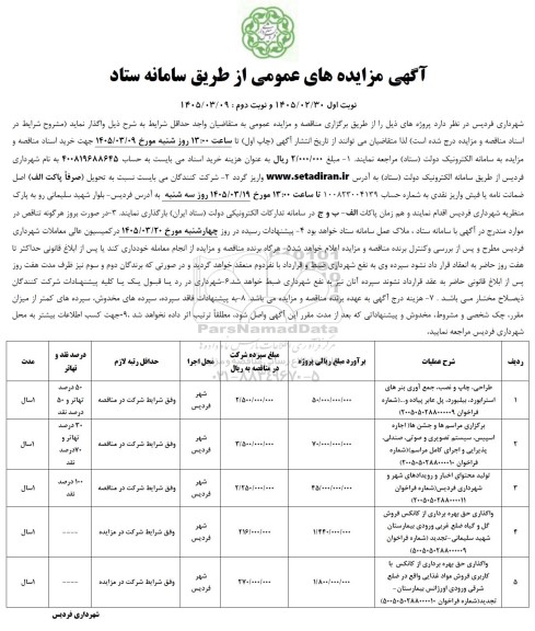 مزایده و مناقصه واگذاری حق بهره برداری از کانکس فروش...