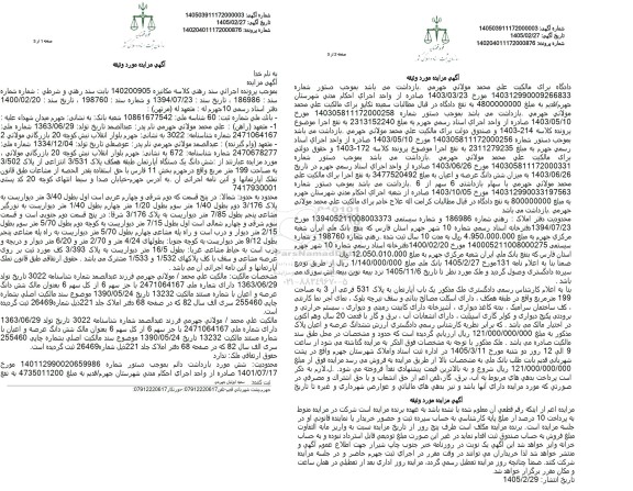 مزایده شش دانگ یک دستگاه آپارتمان طبقه همکف پلاک 3/531 انتزاعی 