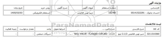 استعلام الکترونیکی، شیر توپی فلانچی