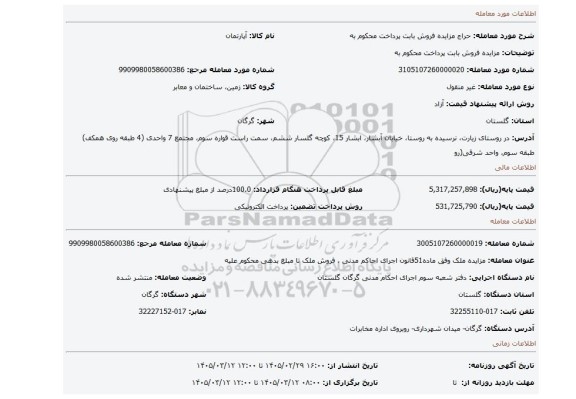 مزایده، مزایده فروش بابت پرداخت محکوم به