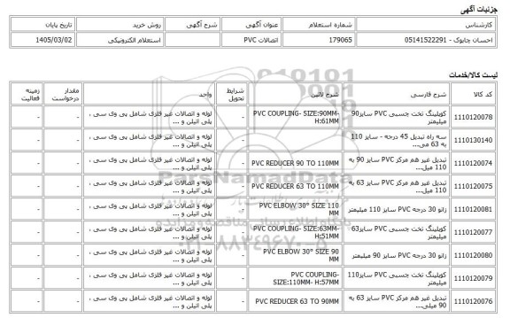 استعلام الکترونیکی، اتصالات PVC