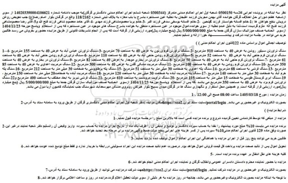 مزایده سنگ تراورتن سیلور روشن به عرض 40 به مساحت 910 مترمربع و...