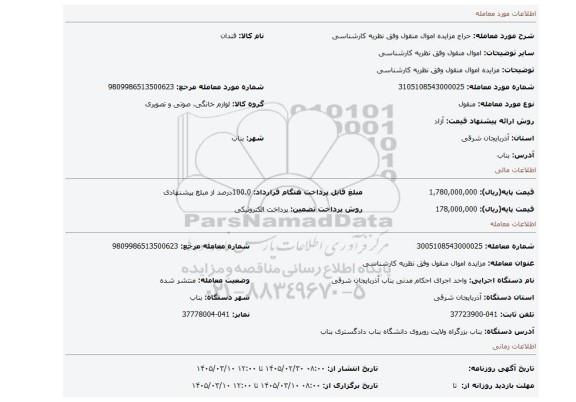 مزایده، مزایده اموال منقول وفق نظریه کارشناسی