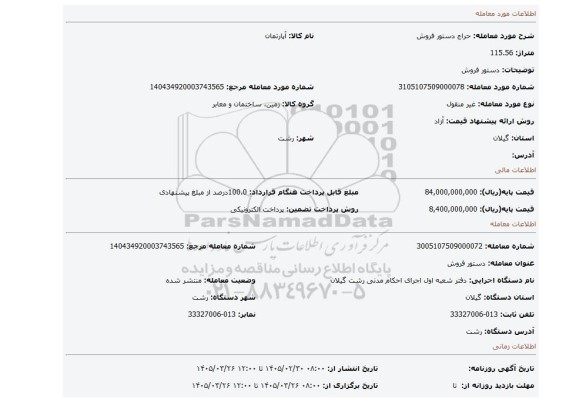 مزایده، دستور فروش