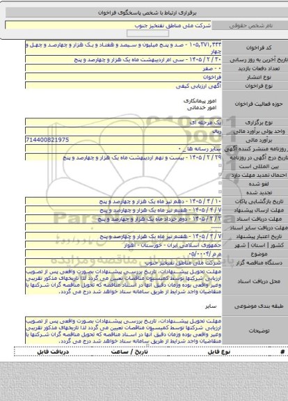 مناقصه, م م /۰۵/۰۰۰۴
