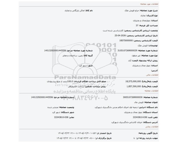 مزایده، فروش ملک