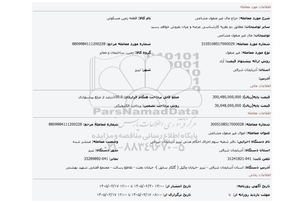مزایده، مال غیر منقول مشاعی