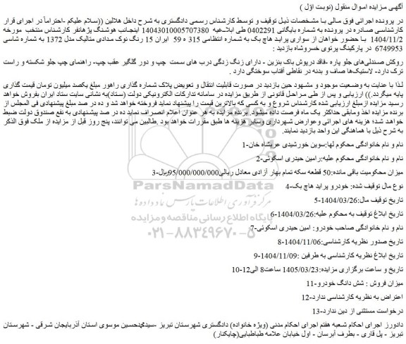 مزایده خودرو سواری پراید هاچ بک