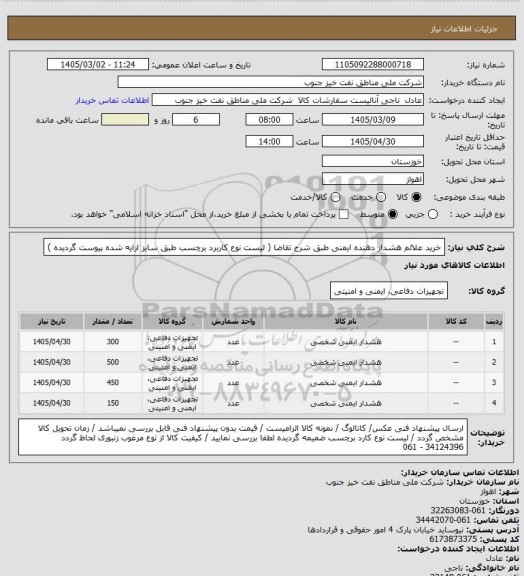استعلام خرید علائم هشدار دهنده ایمنی طبق شرح تقاضا ( لیست نوع کاربرد برچسب طبق سایز ارایه شده پیوست گردیده )