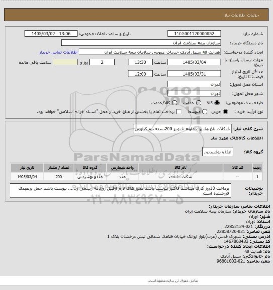 استعلام شکلات تلخ وشیری ملونه شونیز 200بسته نیم کیلویی