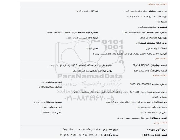 مزایده، ساختمان مسکونی