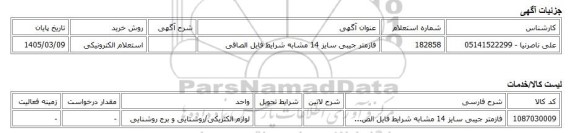 استعلام الکترونیکی، فازمتر جیبی سایز 14 مشابه شرایط فایل الصاقی