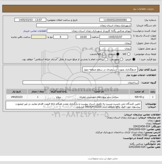 استعلام جدولگذاری بصورت دستمزدی در سطح منطقه چهار
