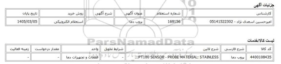 استعلام الکترونیکی، پروب دما