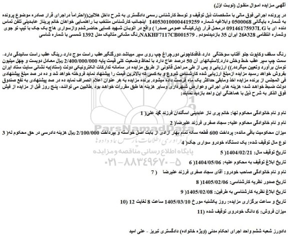 مزایده خودرو سواری هاچ بک جک با تیپ تو جوی lg دنده ای با رنگ مشکی متالیک مدل 1392 شمسی
