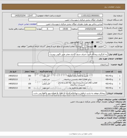 استعلام به کارگیری پیمانکار جهت اجرای جدول گذاری معابر طبق اگهی پیوست