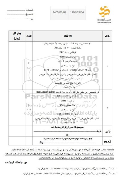 استعلام فن خنک کننده اینورتر 115 ولت واحد بخار...