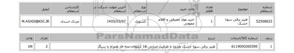 استعلام هیتر برقی سونا خشک